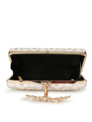 Adorn Ethnic Embroidered Faux Silk Clutch