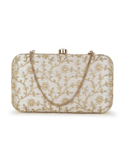 Hue Floral Embroidered Faux Silk Clutch