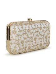 Hue Floral Embroidered Faux Silk Clutch