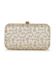 Hue Floral Embroidered Faux Silk Clutch