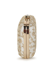 Hue Floral Embroidered Faux Silk Clutch