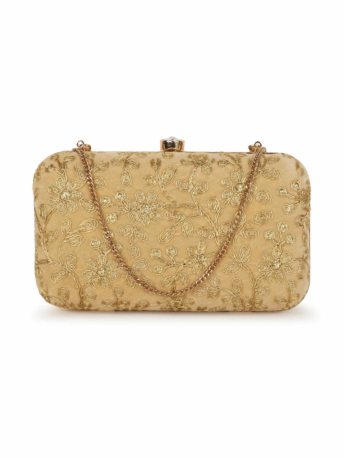 Hue Floral Embroidered Velvet Clutch
