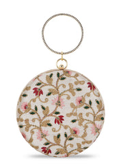 Gala Floral Embroidered Faux Silk Clutch