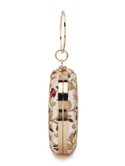 Gala Floral Embroidered Faux Silk Clutch