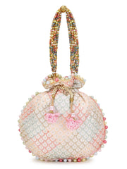 Dangle Sequin Embroidered Faux Silk Potli