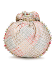 Dangle Sequin Embroidered Faux Silk Potli