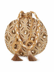 Dangle Embellished Faux Silk Potli
