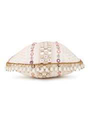 Dangle Mirror Work Embellished Faux Silk Potli