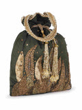Dangle Botanical Embellished Faux Silk Potli