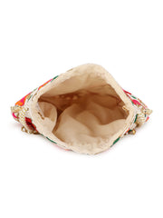 Dangle Floral Embroidered Faux Silk Potli