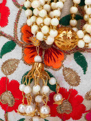Dangle Floral Embroidered Faux Silk Potli