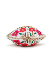 Dangle Floral Embroidered Faux Silk Potli
