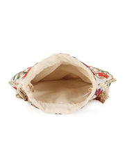 Dangle Floral Embroidered Faux Silk Potli