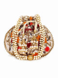 Dangle Floral Embroidered Faux Silk Potli