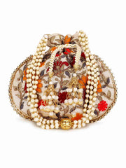 Dangle Floral Embroidered Faux Silk Potli