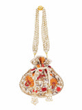 Dangle Floral Embroidered Faux Silk Potli
