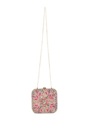 Vista Stone work Embellished Faux Silk Clutch
