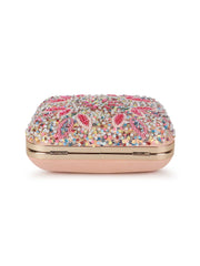 Vista Stone work Embellished Faux Silk Clutch