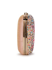 Vista Stone work Embellished Faux Silk Clutch