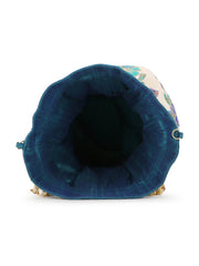 Lotus Floral Embroidered Faux Silk Potli