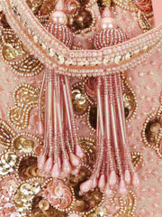 Dangle Floral Embellished Faux Silk Potli