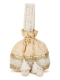 Dangle Floral Lace Detailed Faux Silk Potli