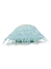 Dangle Floral Lace Detailed Faux Silk Potli
