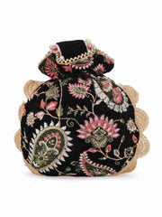 Dangle Floral Embroidered Velvet Potli