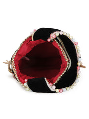 Dangle Floral Embroidered Velvet Potli