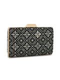 Hue Geometric Embroidered Velvet Clutch