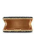 Hue Geometric Embroidered Velvet Clutch