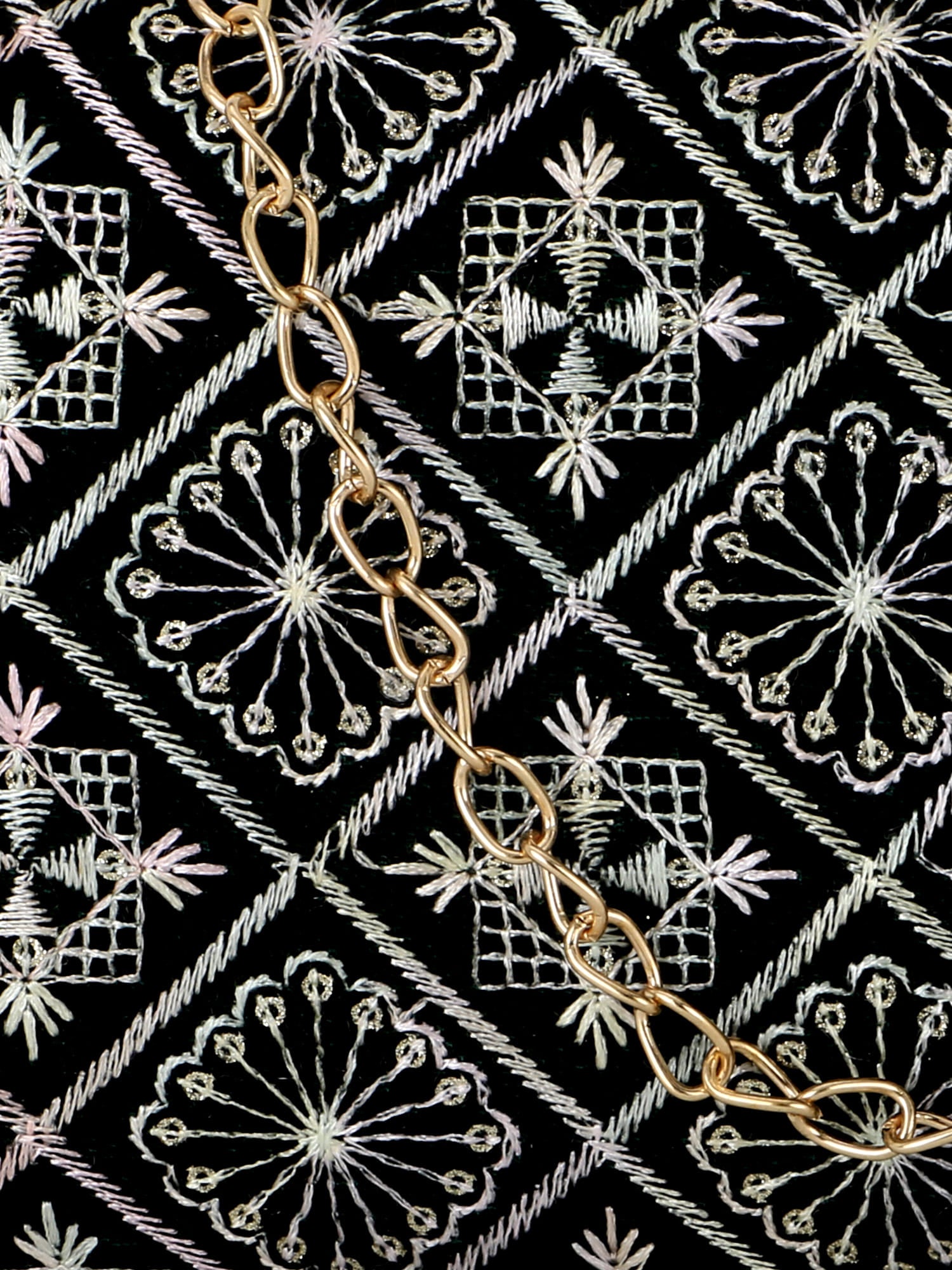 Hue Geometric Embroidered Velvet Clutch