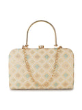 Hue Diamond Embroidered Faux Silk Clutch