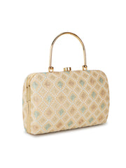 Hue Diamond Embroidered Faux Silk Clutch