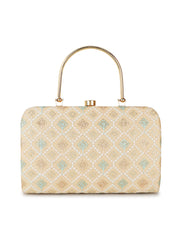 Hue Diamond Embroidered Faux Silk Clutch