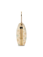 Hue Diamond Embroidered Faux Silk Clutch