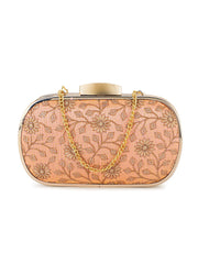 Hue Floral Embroidered Faux Silk Clutch