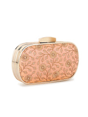 Hue Floral Embroidered Faux Silk Clutch