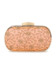 Hue Floral Embroidered Faux Silk Clutch