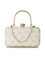 Hue Damask Embroidered Faux Silk Clutch