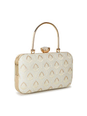 Hue Damask Embroidered Faux Silk Clutch