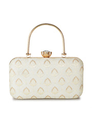 Hue Damask Embroidered Faux Silk Clutch