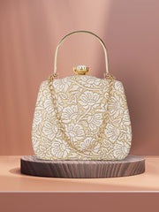 Hue Floral Embroidered Faux Silk Clutch