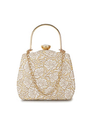Hue Floral Embroidered Faux Silk Clutch