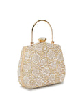 Hue Floral Embroidered Faux Silk Clutch