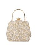 Hue Floral Embroidered Faux Silk Clutch