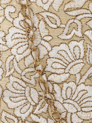 Hue Floral Embroidered Faux Silk Clutch