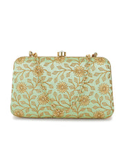 Hue Floral Embroidered Faux Silk Clutch