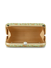 Hue Floral Embroidered Faux Silk Clutch