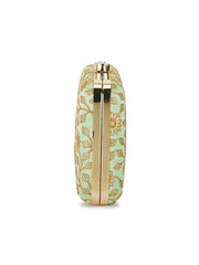 Hue Floral Embroidered Faux Silk Clutch